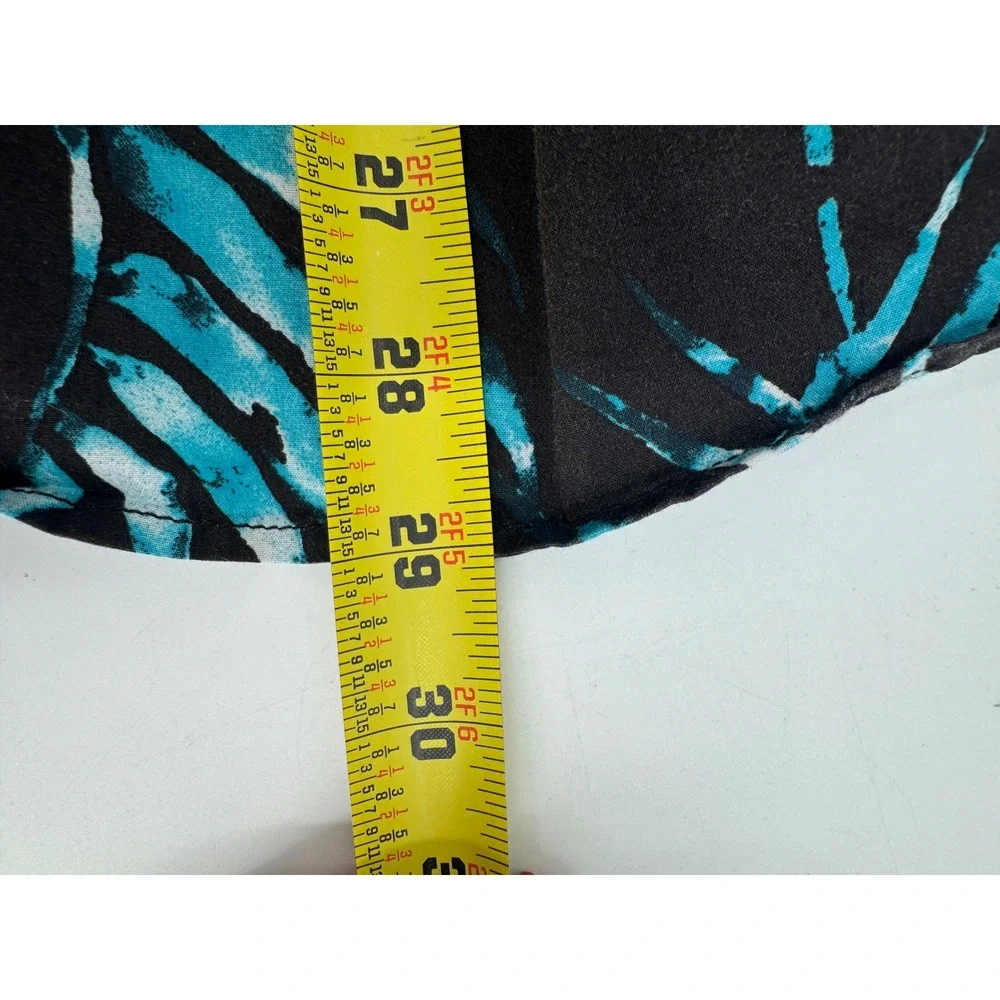 Vans Mens Tailored Fit Short Sleeve Button Down Shirt Teal Black Palm Leaf Med‎